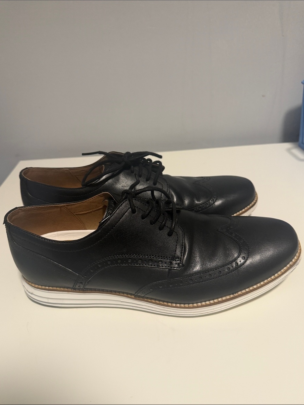 COLE HAAN BLACK LEATHER MODERN ESSENTIALS CAP OXFORD SHOES